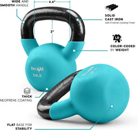 Kettlebell, 5-65 LB Neoprene Coated Cast Iron Kettlebells, Wide Grip Handle & Flat Bottom for Swings, Squats, Deadlifts, Push Ups & Full Body Training at Home Gym - Single & Set