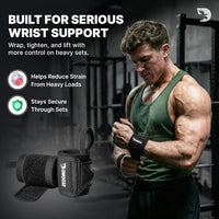 Heavy-Duty 18" Wrist Wraps for Weightlifting with Thumb Loop - USPA Approved Support and Pain Relief for Powerlifting and Weightlifting for Men and Women
